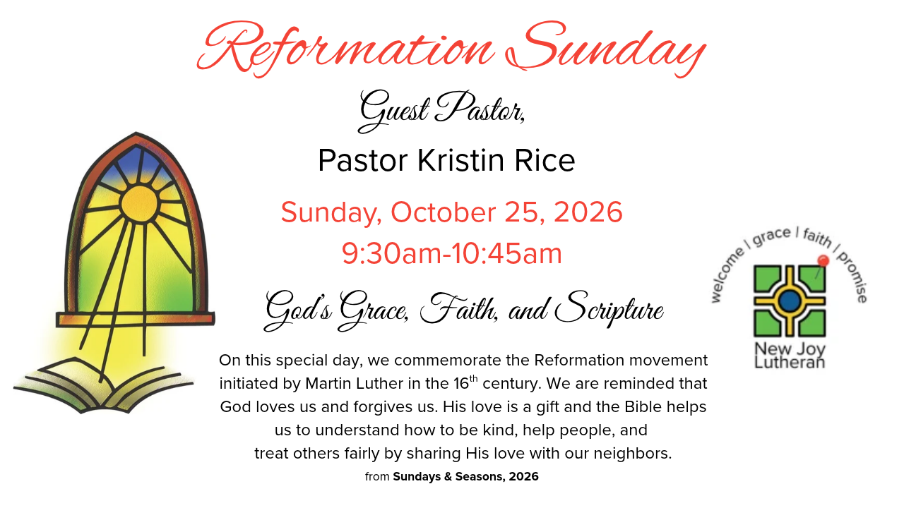 Reformation Sunday with Guest Pastor Kristin rice 2026
